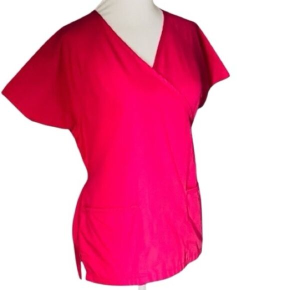 (2) Butter Soft by UA set of (2) scrub tops size Small . Gray & pink - Picture 11 of 12